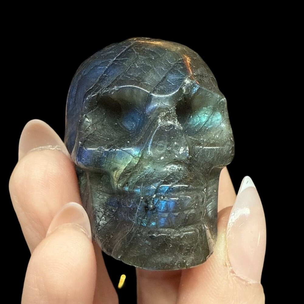 Skull Labradorite flashy carving crystal gemstone natural stone healing gift new